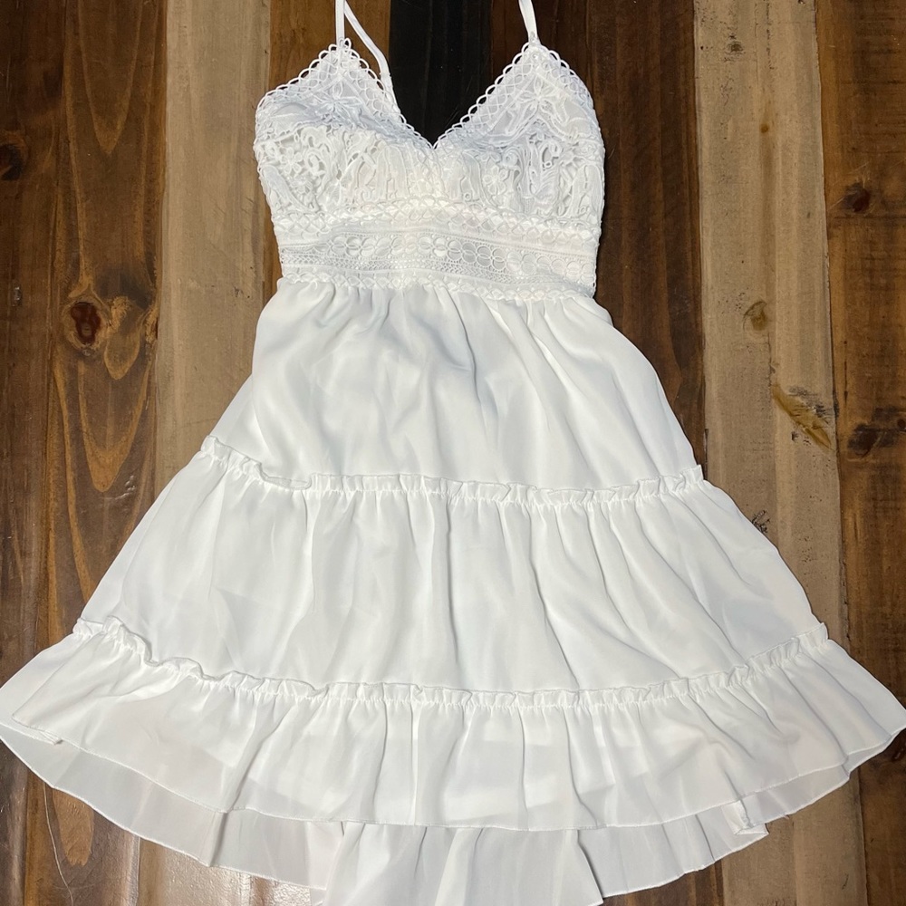 Ecowish white backless embroidered dress